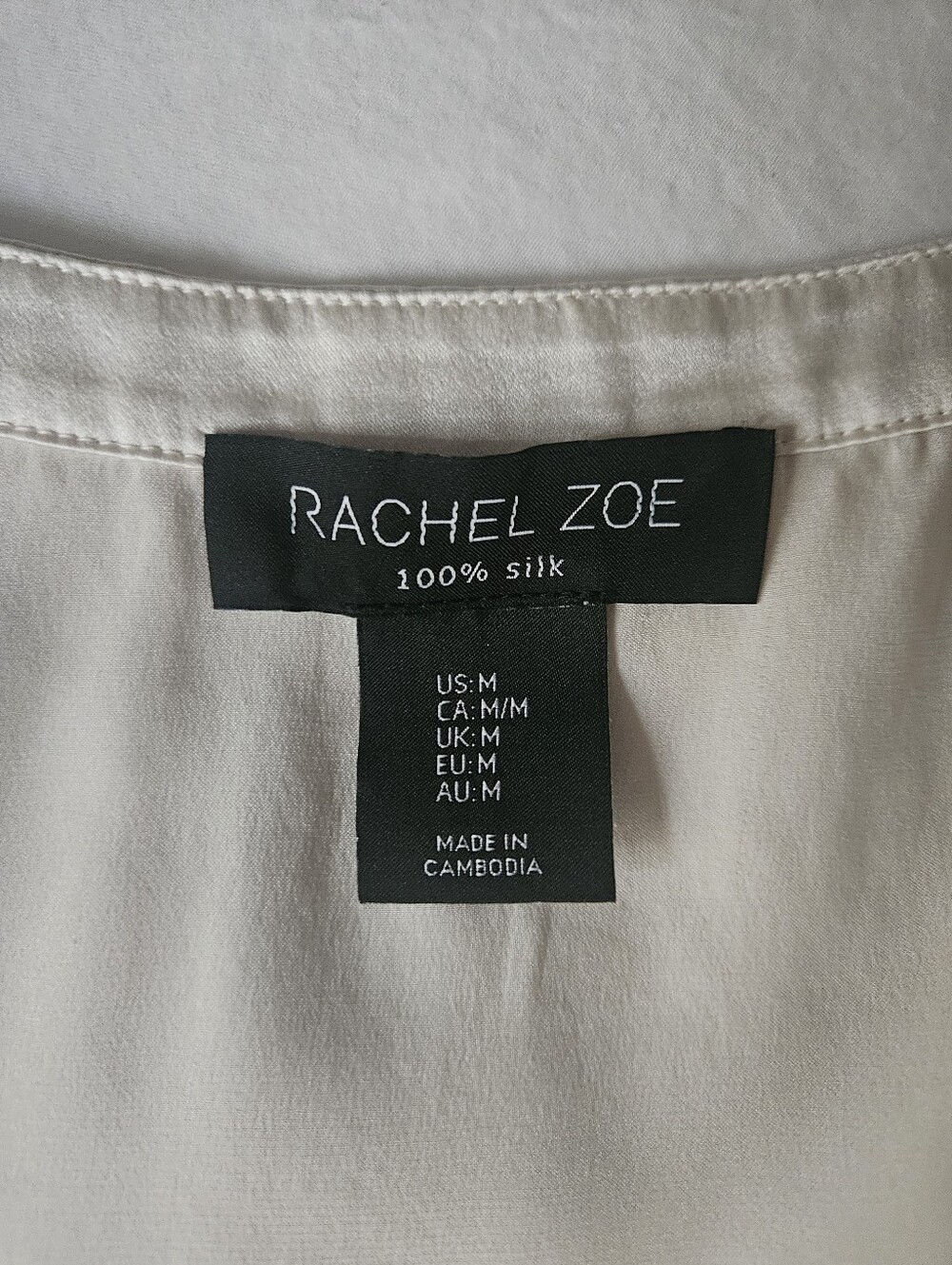 RACHEL ZOE Elegant Champagne Satin Split V-Neck Blouse | SZ M - Picture 6 of 8
